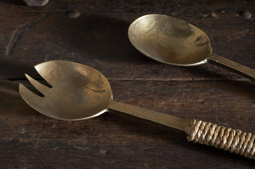 Abani Salad Servers - Antique Brass