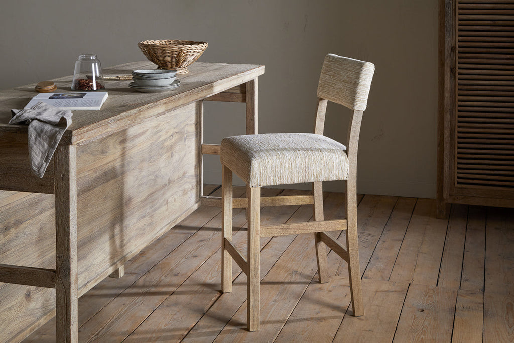 Zoha Cotton & Jute Upholstered Counter Chair - Natural