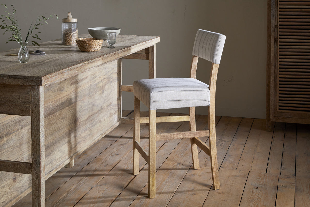Nidhi Linen Upholstered Counter Chair - Natural