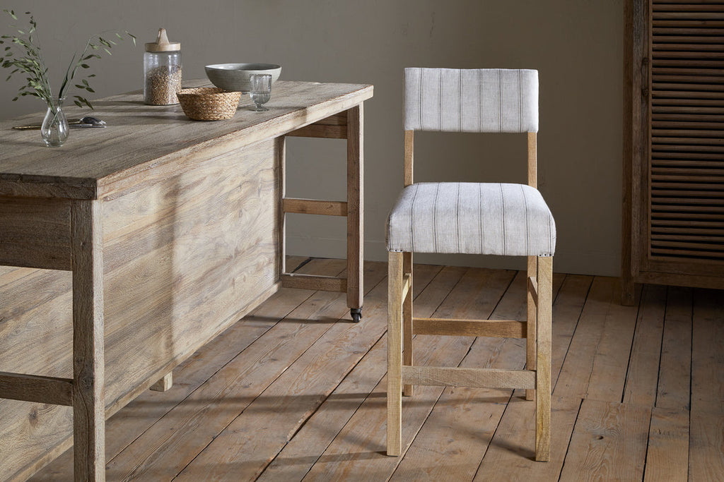 Nidhi Linen Upholstered Counter Chair - Natural