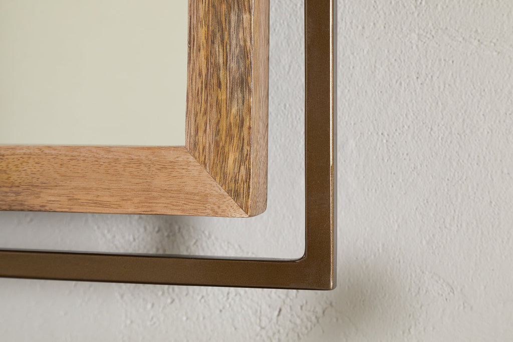 Mar Swivel Wall Mirror - Antique Brass & Natural