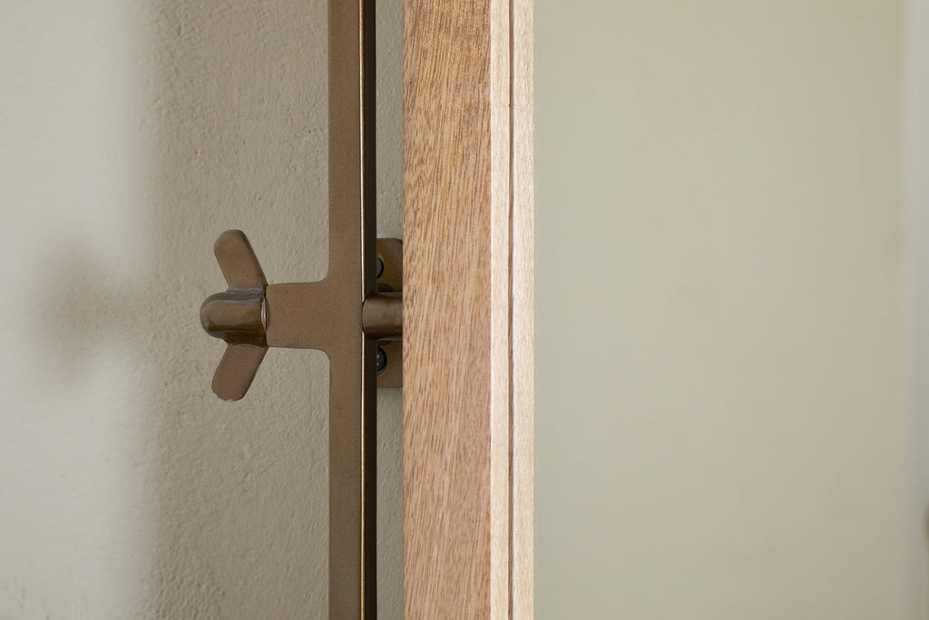 Mar Swivel Wall Mirror - Antique Brass & Natural