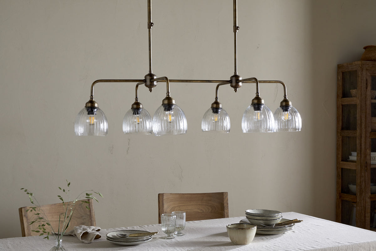Kakira Chandelier Pendant - Antique Brass & Clear
