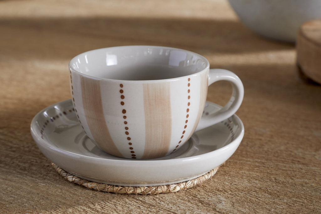 Patthar Cup & Saucer - Cream & Clay