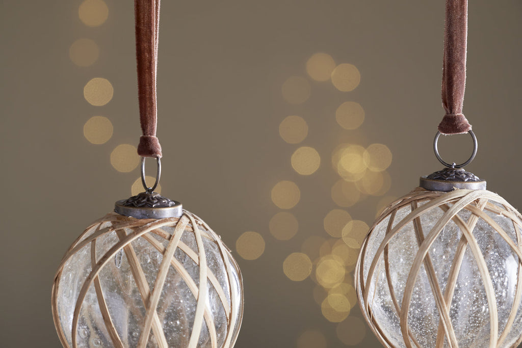 Bayana Woven Baubles - Natural & Clear - (Set of 3)
