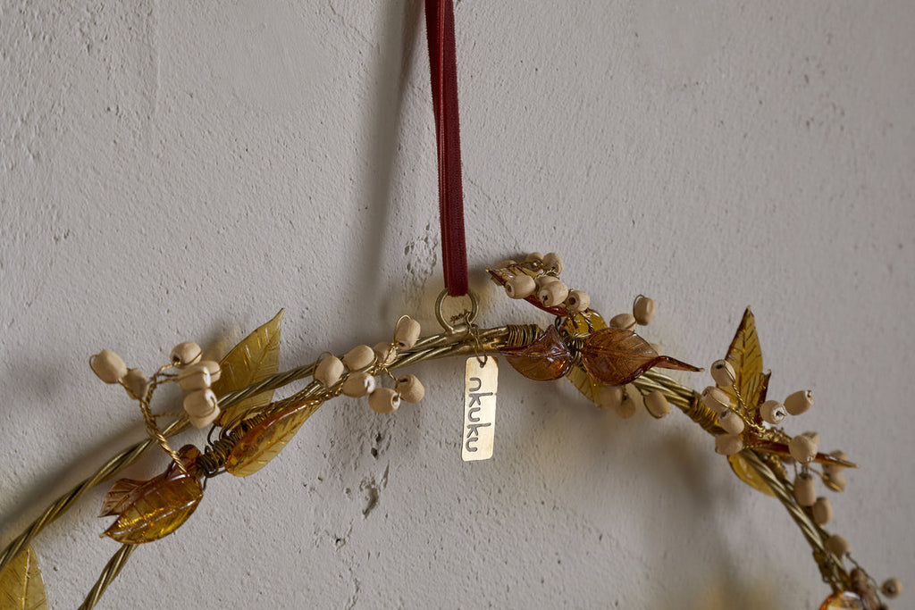 Parili Glass Wreath - Large - Ochre - Large