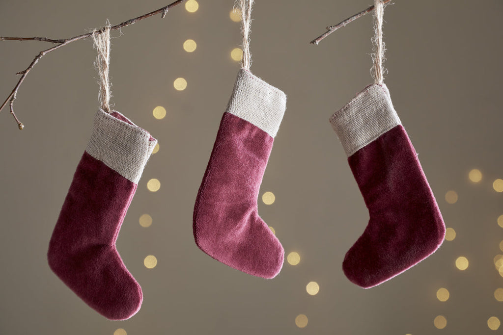 Karru Cotton Velvet Mini Stocking - Red - (Set of 3)