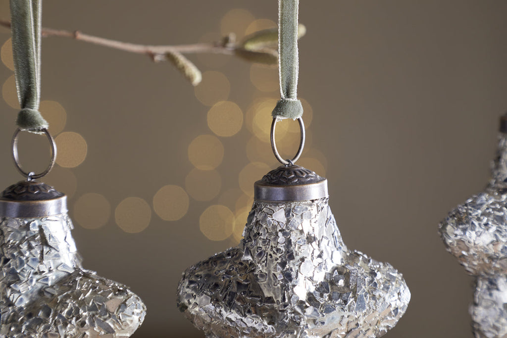 Riyara Bauble - Silver Sparkle - (Set of 4)