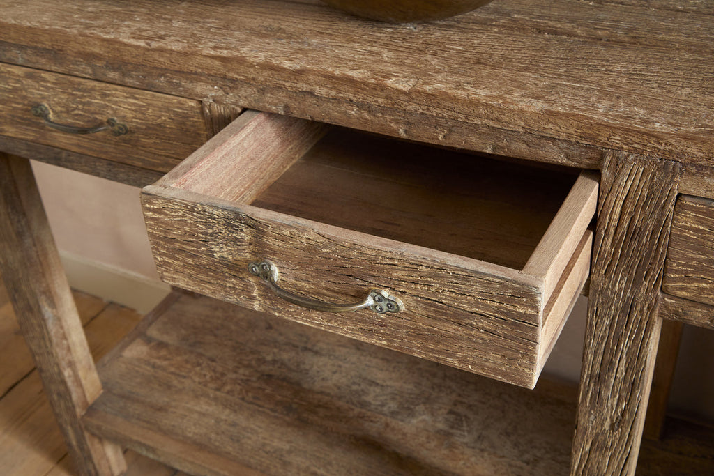 Ibo Reclaimed Wood 4 Drawer Console Table - Natural