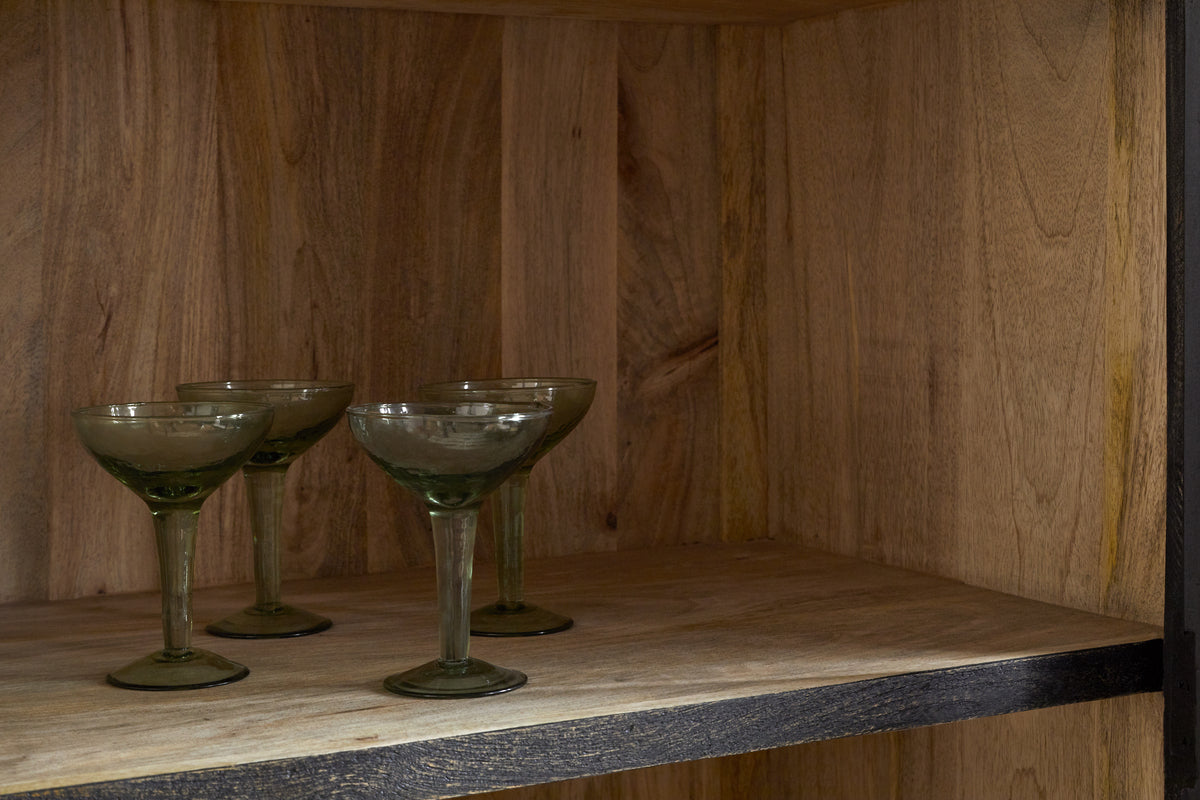 Valin Mango Wood & Glass Cabinet - Charcoal - Wide
