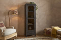 Valin Mango Wood & Glass Cabinet - Charcoal - Tall