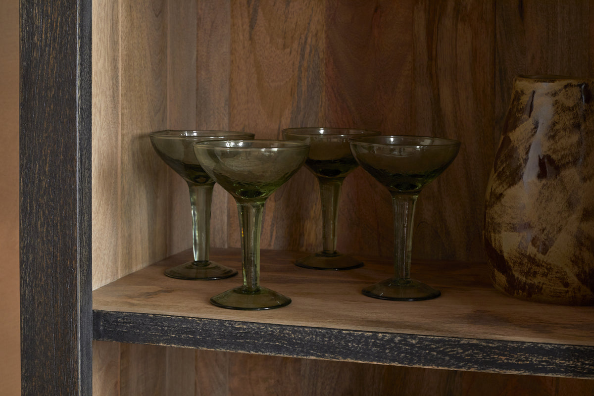 Valin Mango Wood & Glass Cabinet - Charcoal - Tall