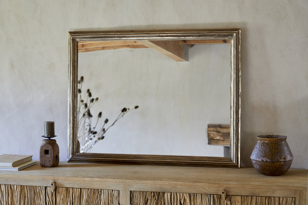 Yamuna Rectangular Mirror - Aged Antique Brass - Large