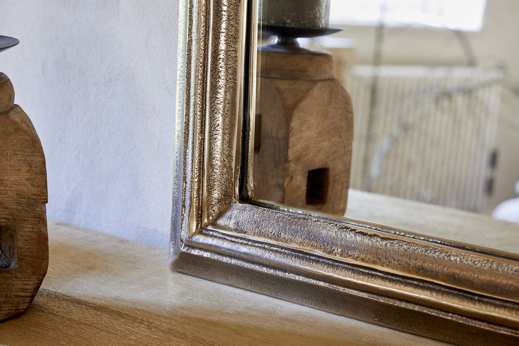 Yamuna Rectangular Mirror - Aged Antique Brass - Large