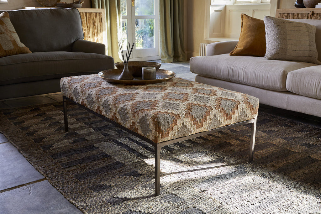 Valin Upholstered Ottoman - Rust