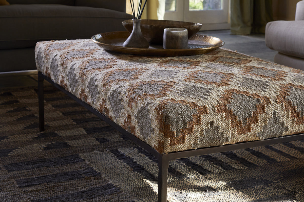 Valin Upholstered Ottoman - Rust