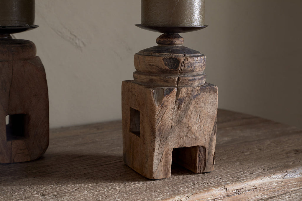 Rana Reclaimed Candle Holder - Reclaimed Wood & Iron