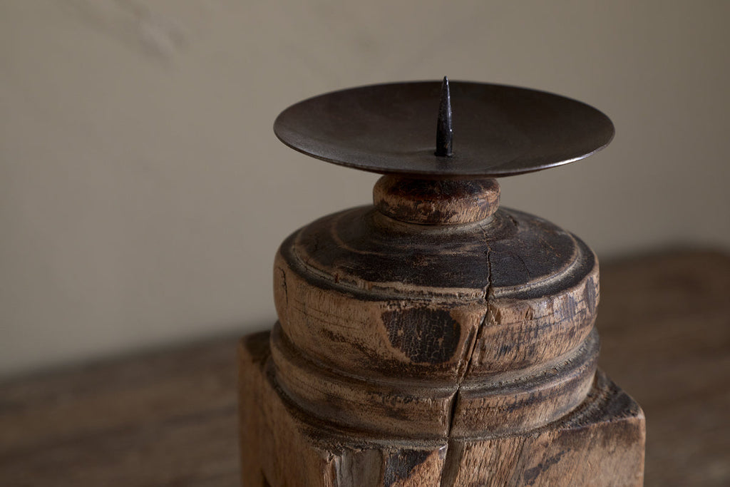 Rana Reclaimed Candle Holder - Reclaimed Wood & Iron