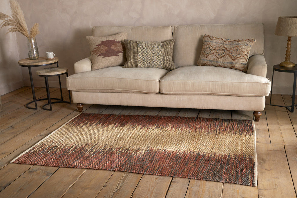 Kekere Jute & Cotton Rug - Natural & Rust
