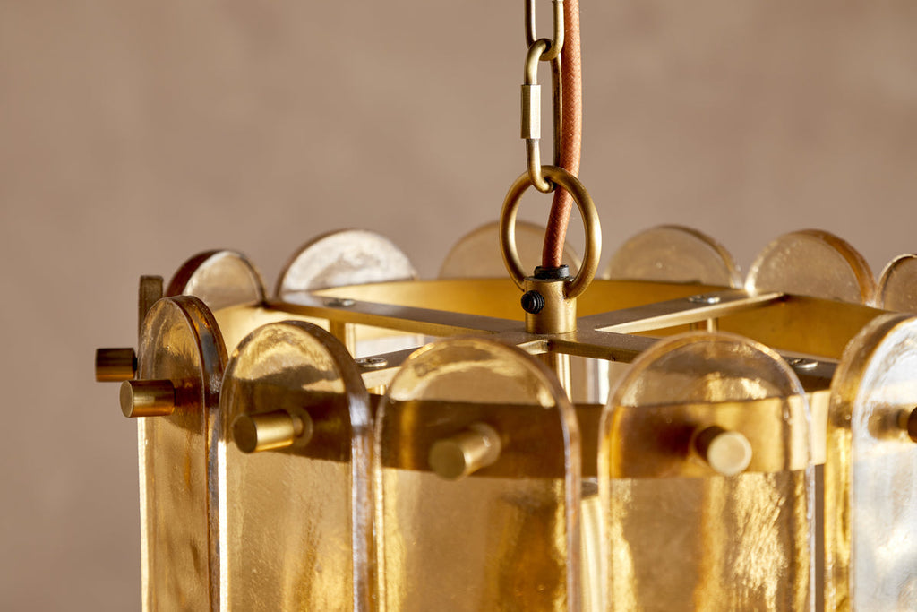 Itan Recycled Glass Tiered Pendant - Amber