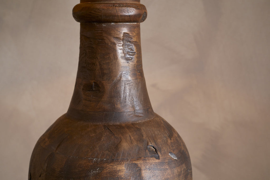Naya Carved Wood Floor Lamp Base - Chocolate Brown