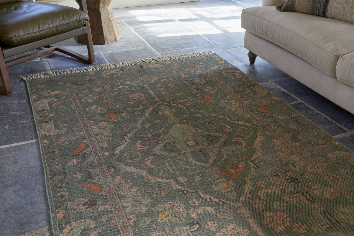 Okuta Jute Heirloom Rug - Olive Green