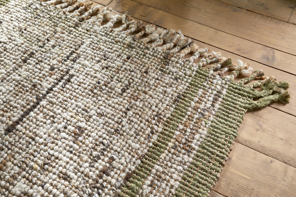 Kanta Jute & Textural Tweed Rug - Olive & Natural