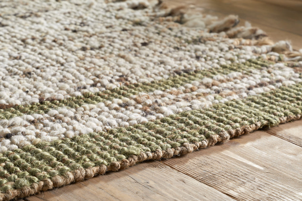 Kanta Jute & Textural Tweed Rug - Olive & Natural