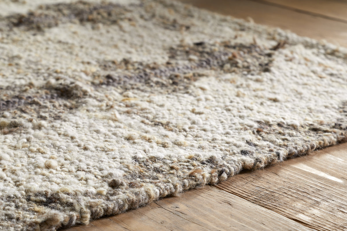 Japandi Handspun Cotton & Wool Rug - Cream & Clay