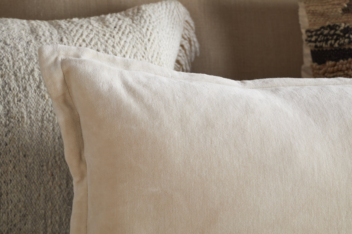 Menmai Statement Velvet Lumbar Cushion Cover - Cream