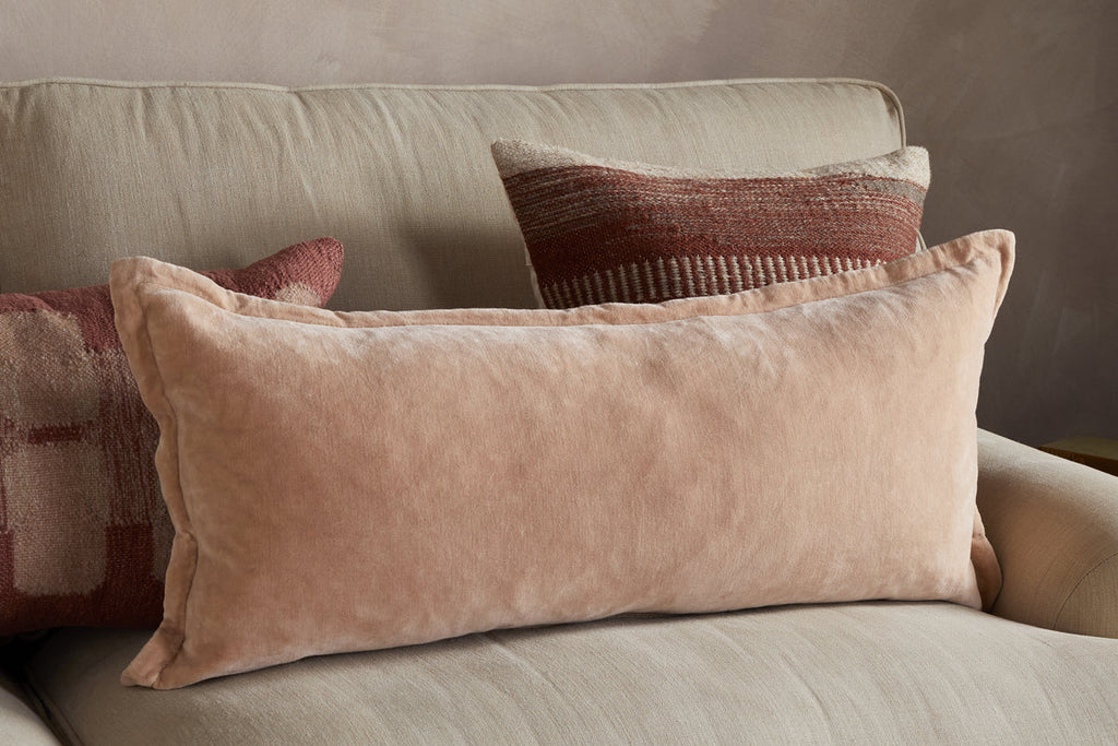 Menmai Statement Velvet Lumbar Cushion Cover - Dusty Pink