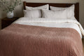 Nidra Velvet & Linen Bed Quilt - Rust