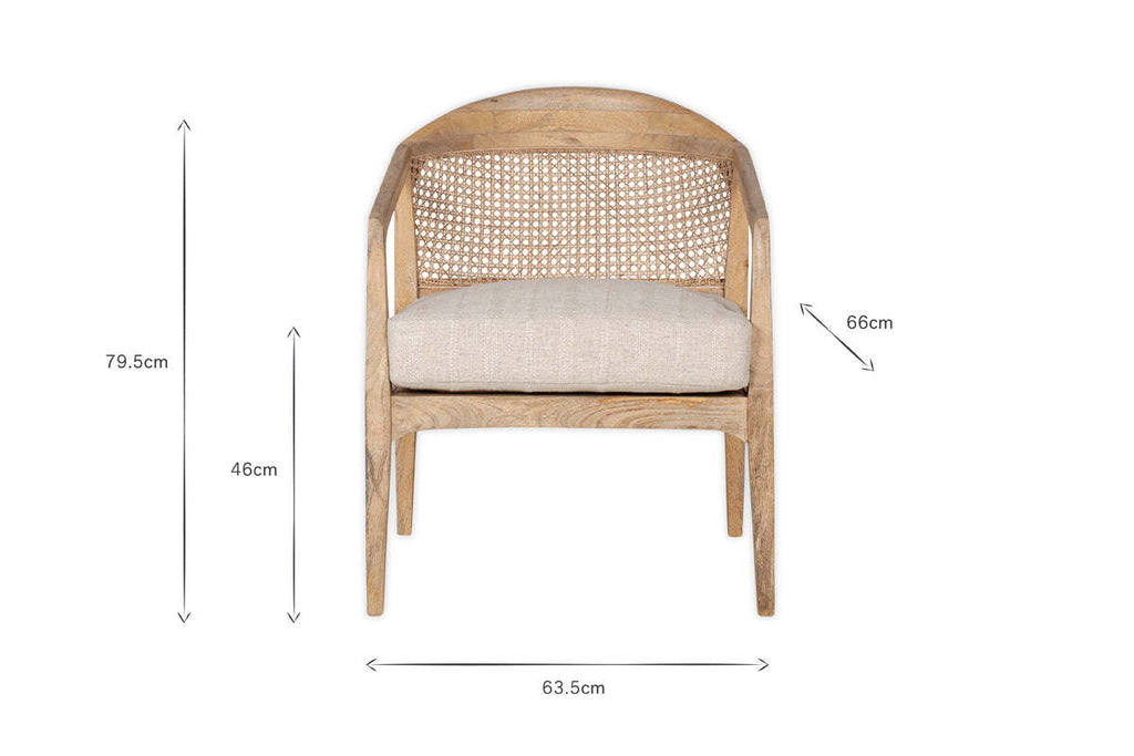 Nabhi Mango Wood & Cane Occasional Chair - Natural