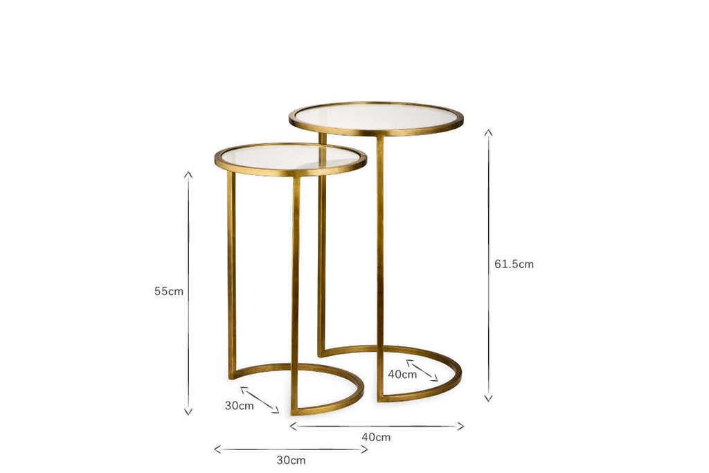 Nakuru Iron & Glass Side Table Set - Brass