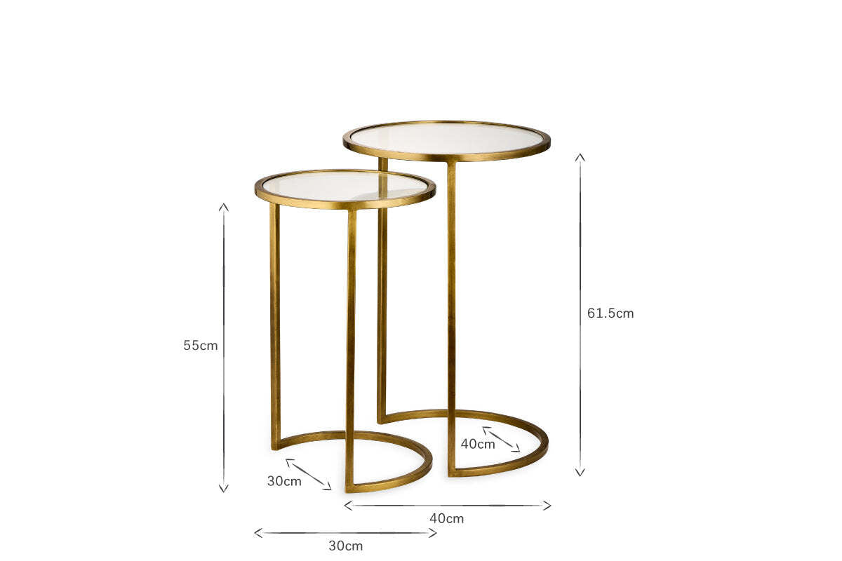 Nakuru Iron & Glass Side Table Set - Brass