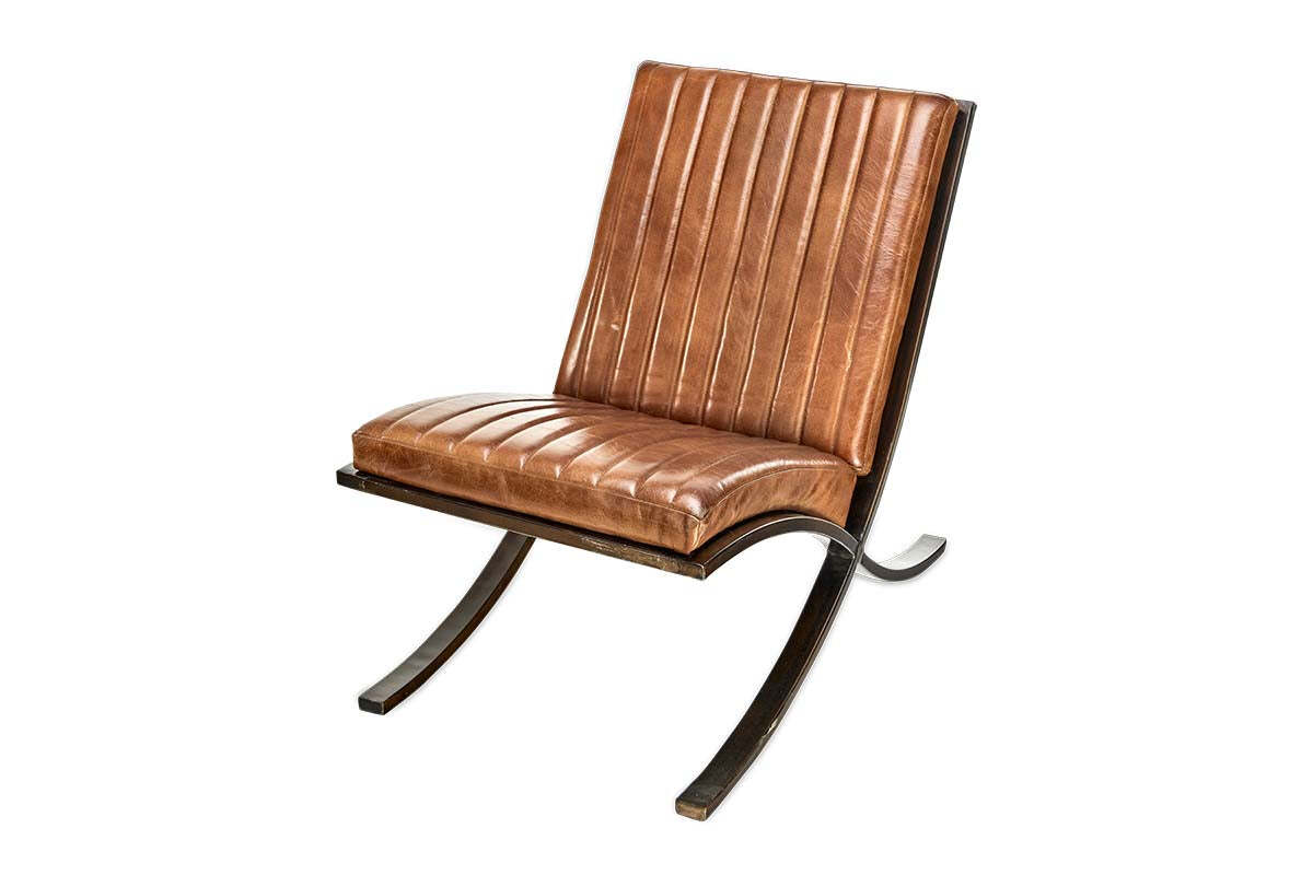 Narwana Ribbed Leather Lounger - Aged Tan