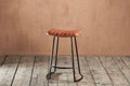 Narwana Ribbed Leather Stool - Aged Tan - Small