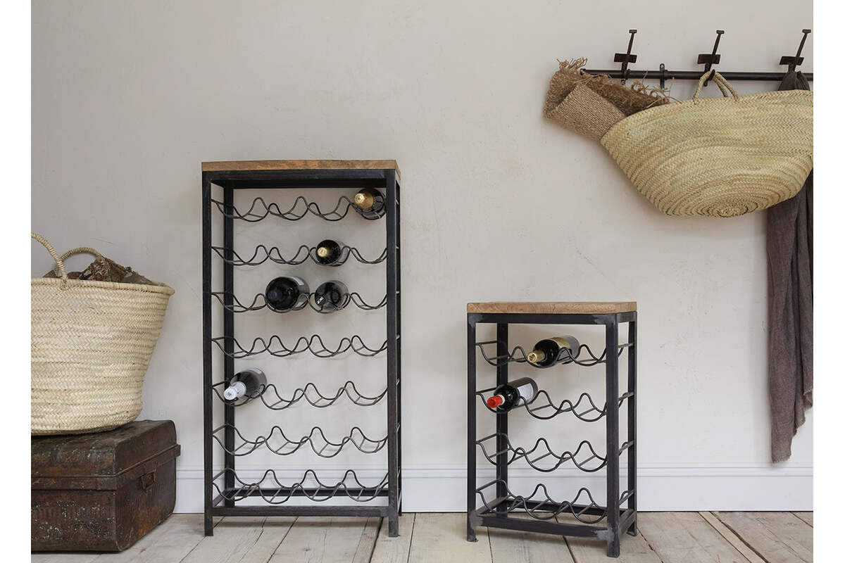 Obra Industrial Wine Rack - Mango Wood & Iron - Small