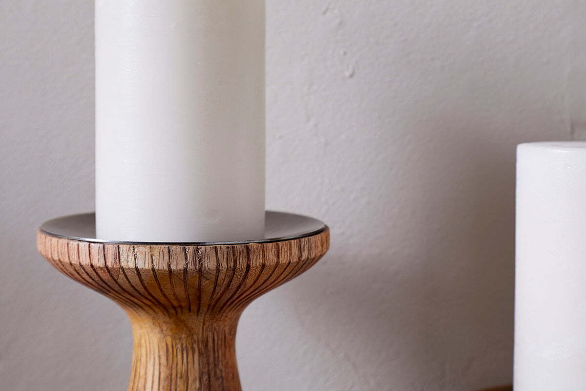 Omari Mango Wood Candlestick - Natural