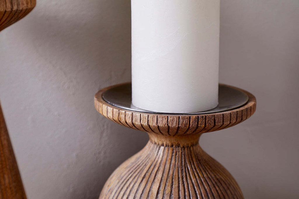Omari Mango Wood Candlestick - Natural