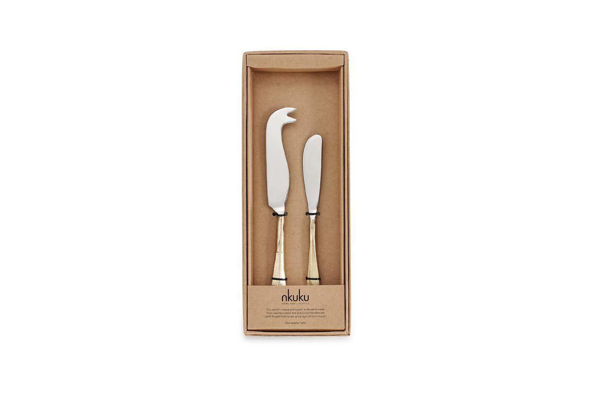 Osko Cheese & Butter Knife Set - Brushed Gold (Set of 2)