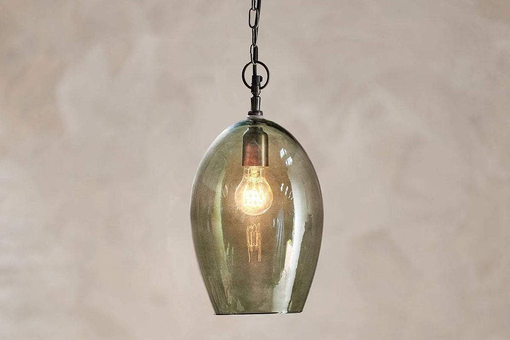 Otoro Recycled Glass Pendant - Green - Large Oval