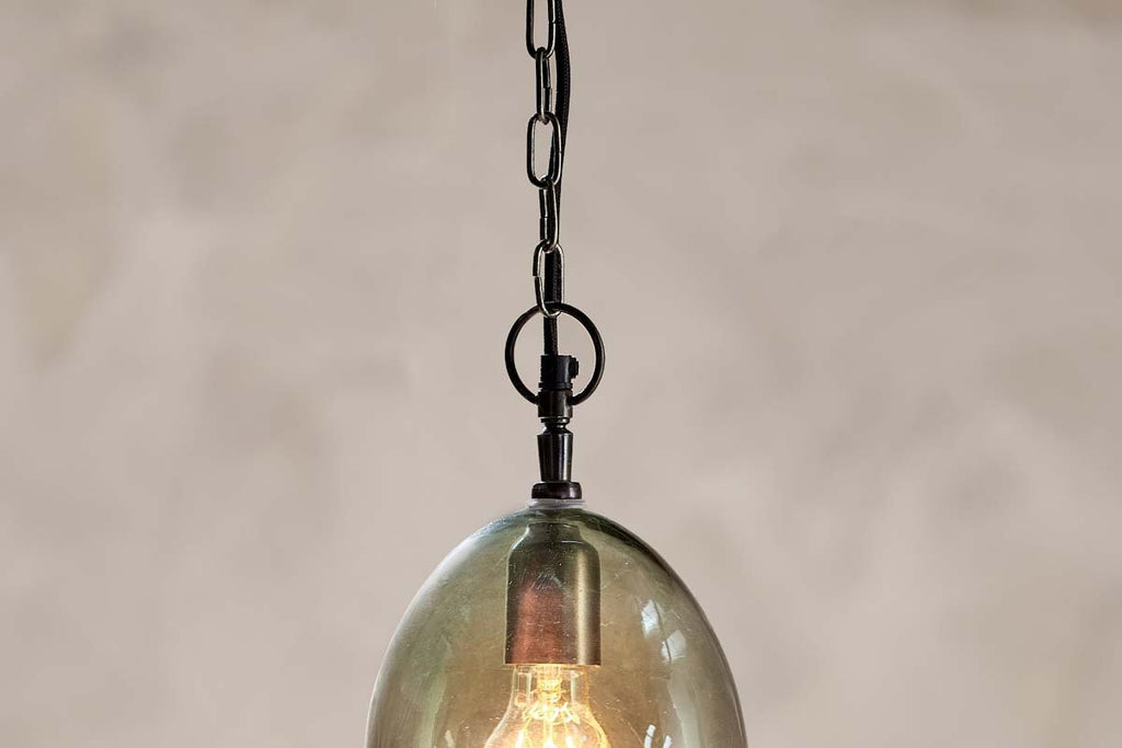 Otoro Recycled Glass Pendant - Green - Small Oval