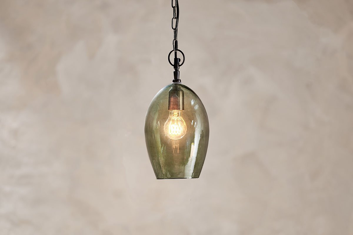 Otoro Recycled Glass Pendant - Green - Small Oval