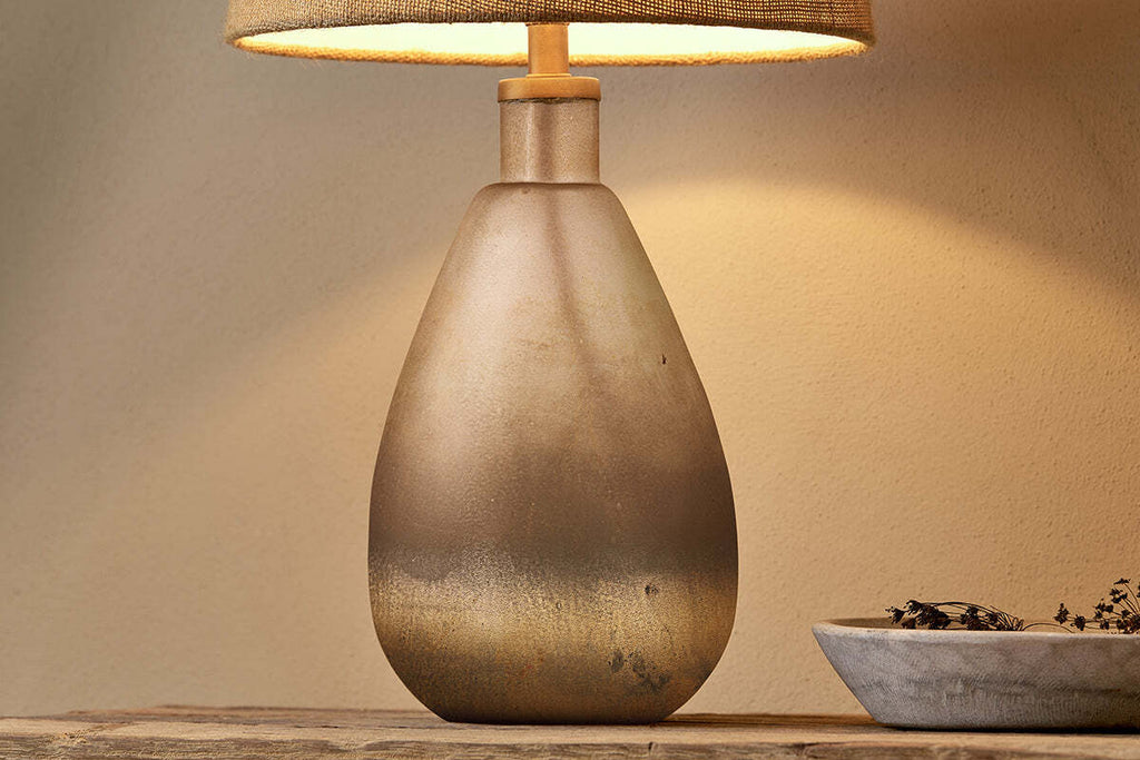 Palla Recycled Glass Table Lamp Base - Rustic Smoke