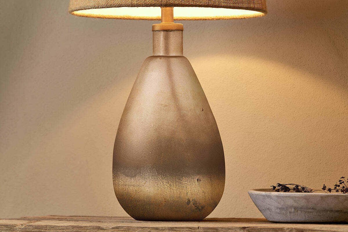 Palla Recycled Glass Table Lamp Base - Rustic Smoke
