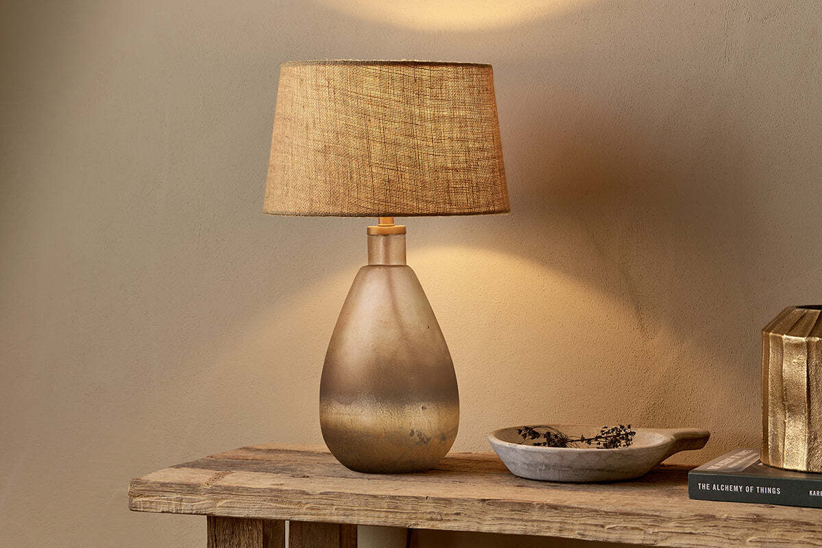 Palla Recycled Glass Table Lamp Base - Rustic Smoke