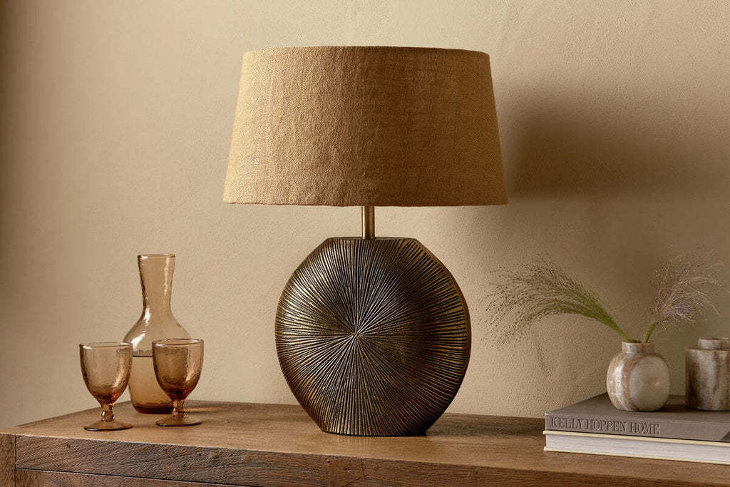 Ramvas Etched Table Lamp Base - Antique Brass