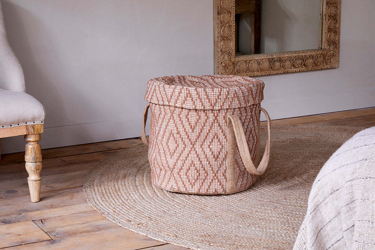 Renu Jute Laundry Basket - Rust & Natural