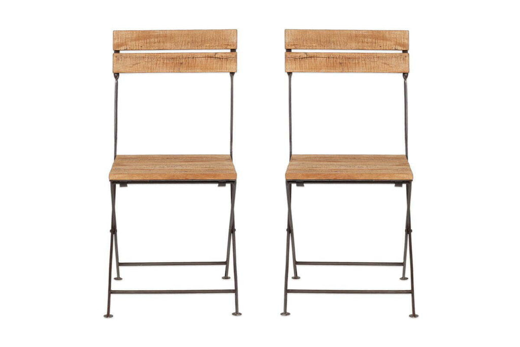 Rishikesh Reclaimed Wood & Iron Folding Chairs - (Set of 2)